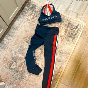 Peloton navy white and orange set bra and tights